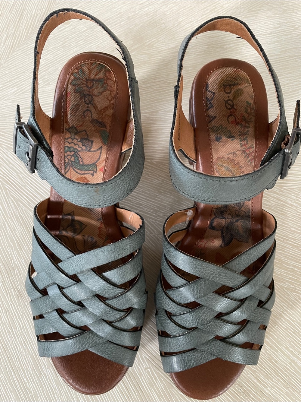 b.o.c. Woven Slingback Sandals in Dusty Teal